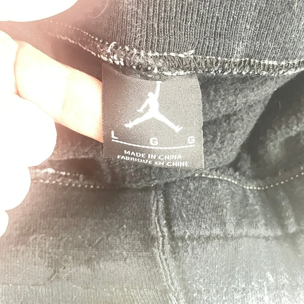 Nike Jordan Varsity Men Black Fleece Jogger Sweatpants L Athletic Basketball Gym